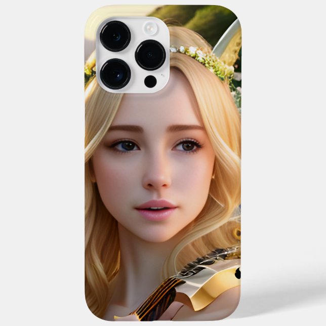 Blonde Beautiful Muse Playing a Harp Case-Mate iPhone Case (Back)