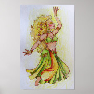 Blonde Belly Dancer Sketch Poster
