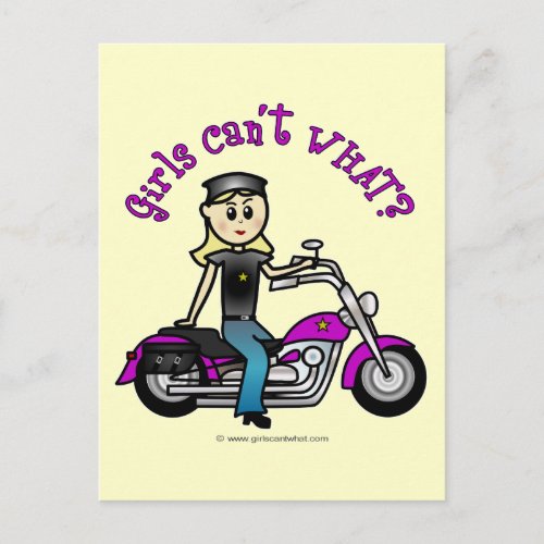 Blonde Biker Postcard