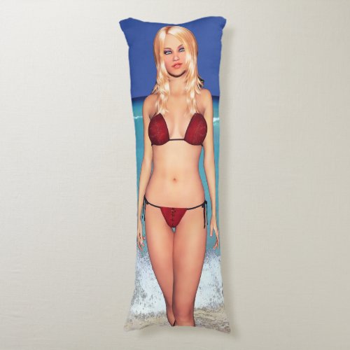 Blonde Bikini Beach Babe Body Pillow
