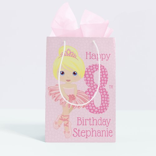 Blonde Birthday Ballerina Medium Gift Bag