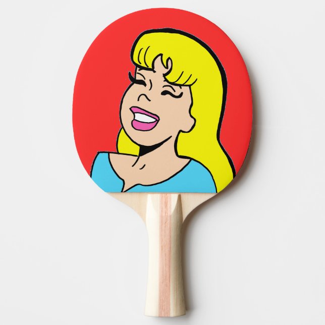 Blonde Bombshell Comic Strip Ping Pong Paddle (Front)