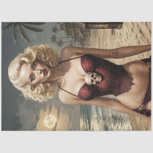 Blonde Bombshell – Edgy Pin-Up Decoupage  Tissue Paper (Front)