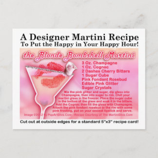 Blonde Bombshell Martini Recipe Postcard