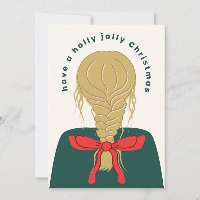 Blonde Bow Christmas Holiday Card (Front)