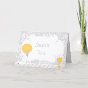 Blonde Boy First Communion  'Thank You' Letterpress Thank You Card