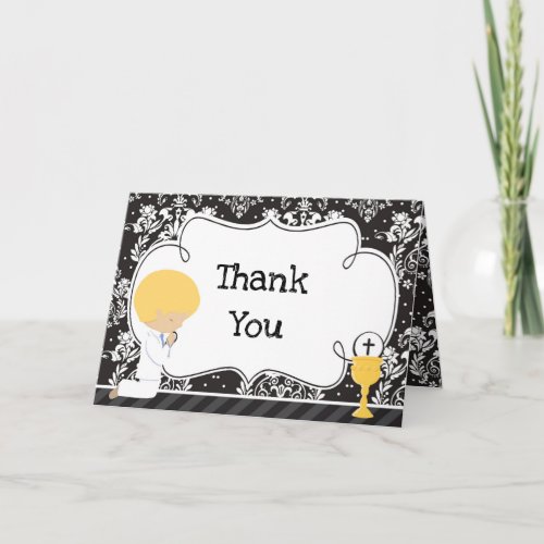 Blonde Boy First Communion  'Thank You'