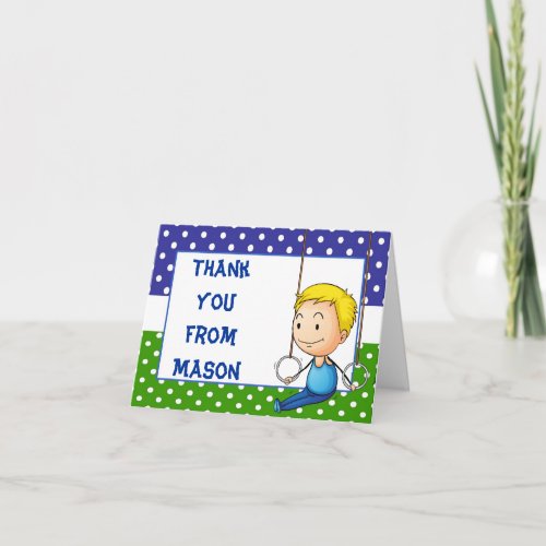 Blonde Boy Gymnastics Thank You Note Card