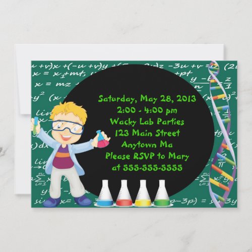 Blonde Boy Mad Scientist Birthday Party Invitation