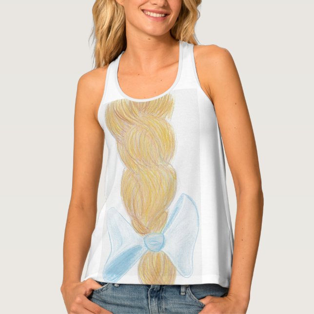 Blonde braid faux canvas print tank top (Front)
