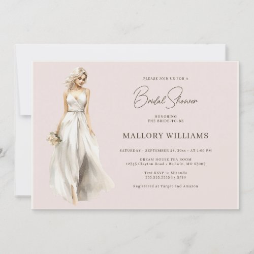 Blonde Bride Bridal Gown Shower Invitation