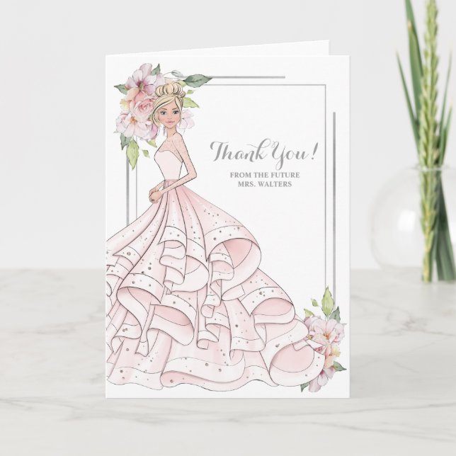 Blonde Bride Bridal Shower Future Mrs Thank You Card (Front)