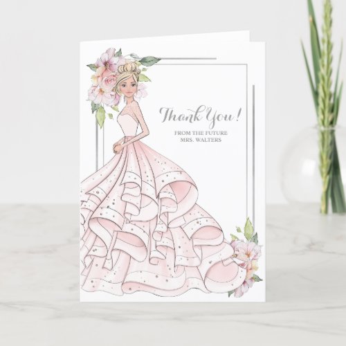 Blonde Bride Bridal Shower Future Mrs Thank You Card