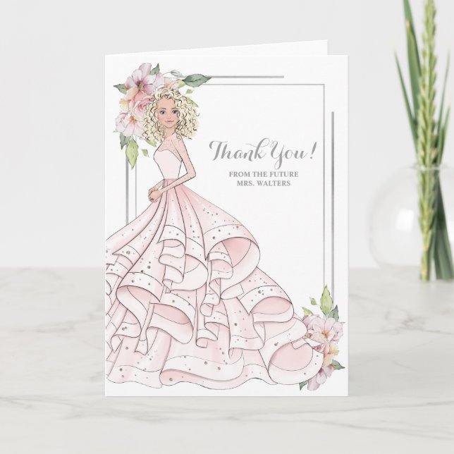 Blonde Bride Bridal Shower Future Mrs Thank You Card (Front)