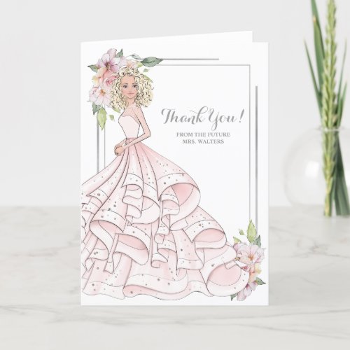 Blonde Bride Bridal Shower Future Mrs Thank You Card