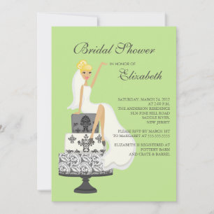 Blonde Bride Bridal Shower Invitation Green Gray