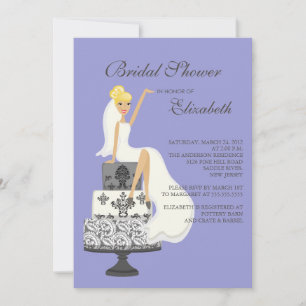 Blonde Bride Bridal Shower Invitation Purple Gray