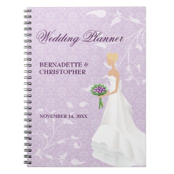 Blonde Bride Purple Wedding Planner Notebook by starstreamdesign at Zazzle