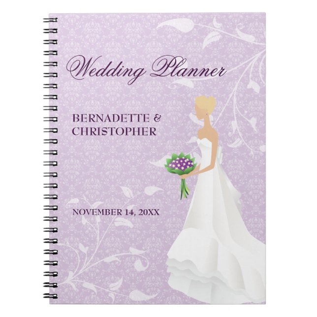 Blonde Bride Purple Wedding Planner Notebook (Front)