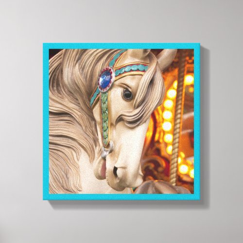 blonde carousel horse a beautiful face canvas print