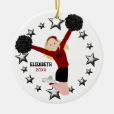 Personalized Cheerleader Blue Uniform Ornament - Female, Blonde