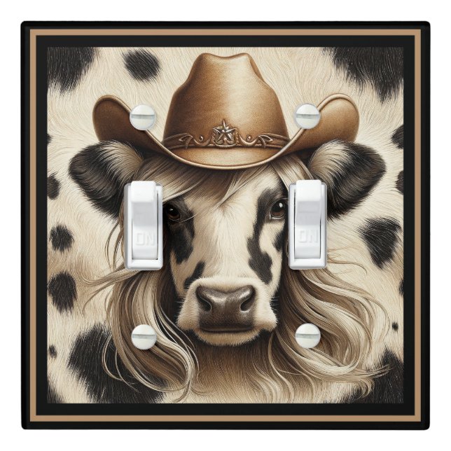 Blonde Country Cow Girl Funny Light Switch Cover (In Situ)