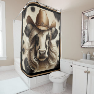 Blonde Country Cow Girl Funny Shower Curtain