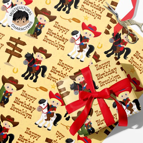 Blonde Cowboy Personalized Wrapping Paper