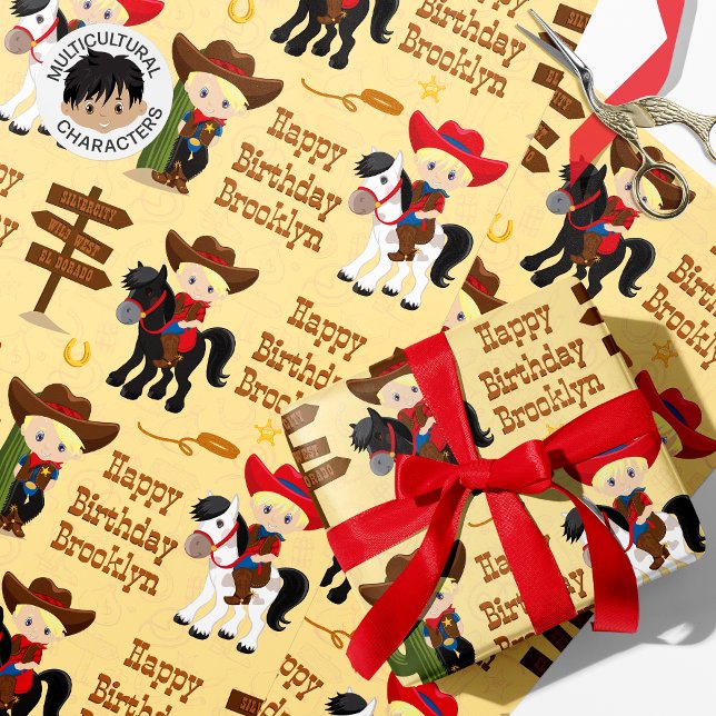 Blonde Cowboy Personalized Wrapping Paper (Creator Uploaded)