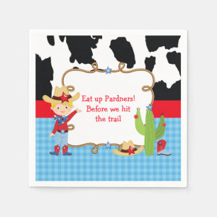 Blonde Cowboy Western Birthday Party Napkins