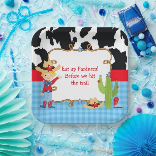 Blonde Cowboy Western Birthday Party Paper Plates