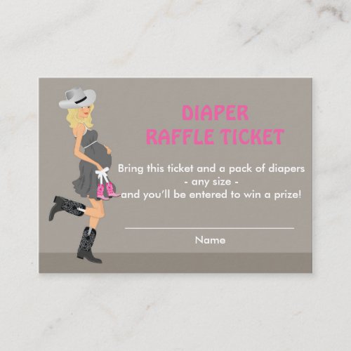 Blonde Cowgirl Baby Shower Diaper Raffle Tickets Enclosure Card