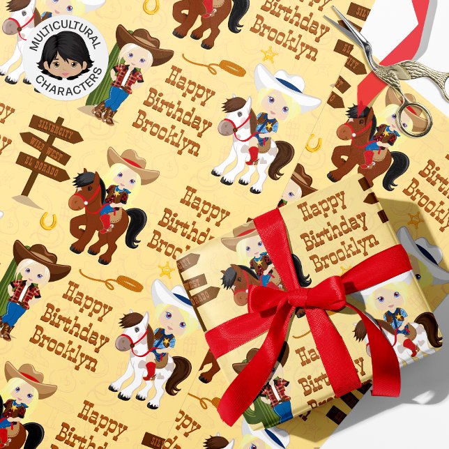 Blonde Cowgirl Personalized Wrapping Paper (Creator Uploaded)
