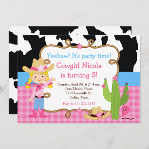 Blonde Cowgirl Western Birthday Party Invitation