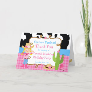 Blonde Cowgirl Western Birthday Party Letterpress Thank You Card