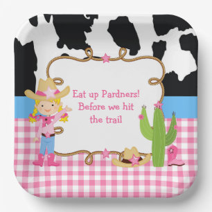Blonde Cowgirl Western Birthday Party Paper Plates