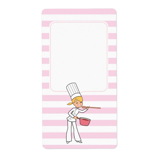 Blonde Cute Cartoon Chef Jar Label (Front)