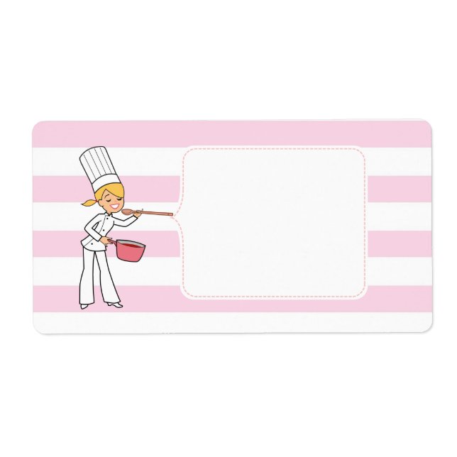 Blonde Cute Cartoon Chef Jar Label (Front)
