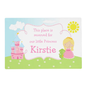 Blonde Cute Princess and Dragon Placemat