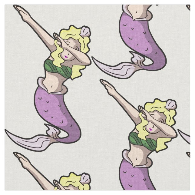 blonde dabbing mermaid fabric (Close Up)