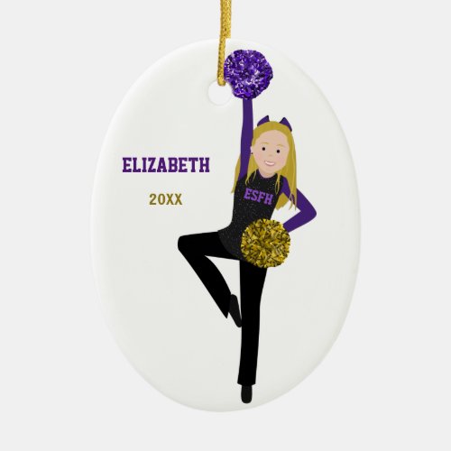 Blonde DanceLine In Black  Purple Ceramic Ornamen Ceramic Ornament