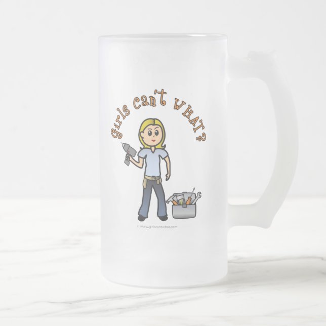 Blonde Do-It-Yourself Diva Frosted Glass Beer Mug (Right)