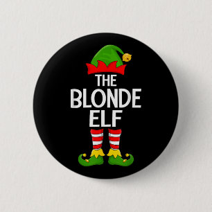 Blonde Elf Xmas Matching Family Elf Squad Christma Button