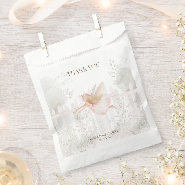 Blonde Fairy Baby Shower Thank You Favor Bag (Clipped)