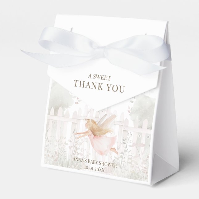 Blonde Fairy Baby Shower Thank You Favor Boxes (Front Side)