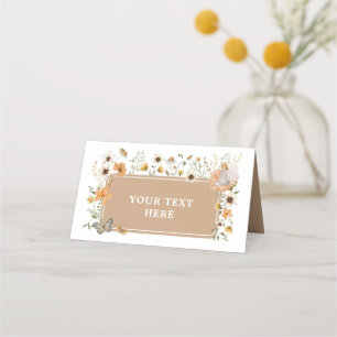 Blonde Fairy Fall Wildflower Birthday Food Label Place Card