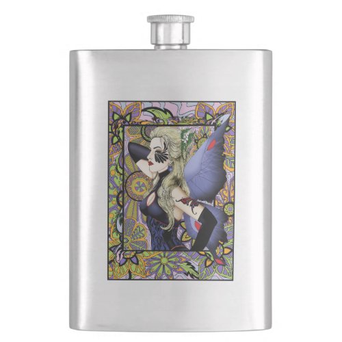 Blonde Fairy Floral Purple Flask