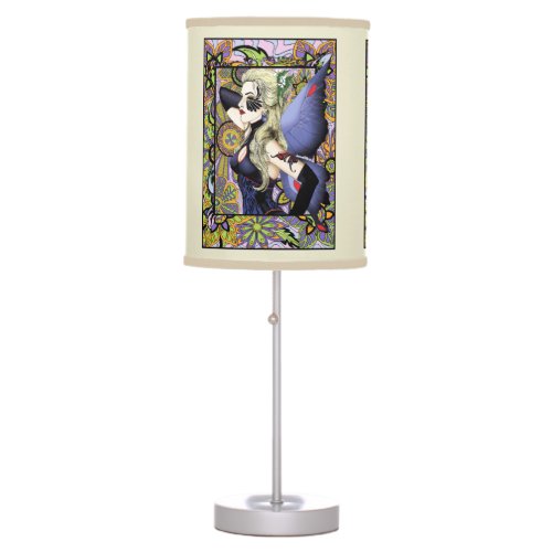 Blonde Fairy Floral Purple Table Lamp