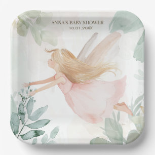 Blonde Fairy Girl Baby Shower Paper Plates
