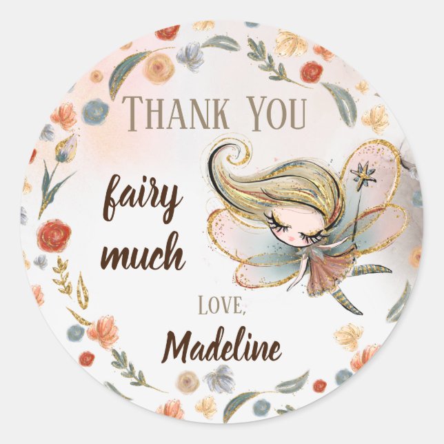 Blonde Fairy Girl Birthday Party Favor Gift Classic Round Sticker (Front)